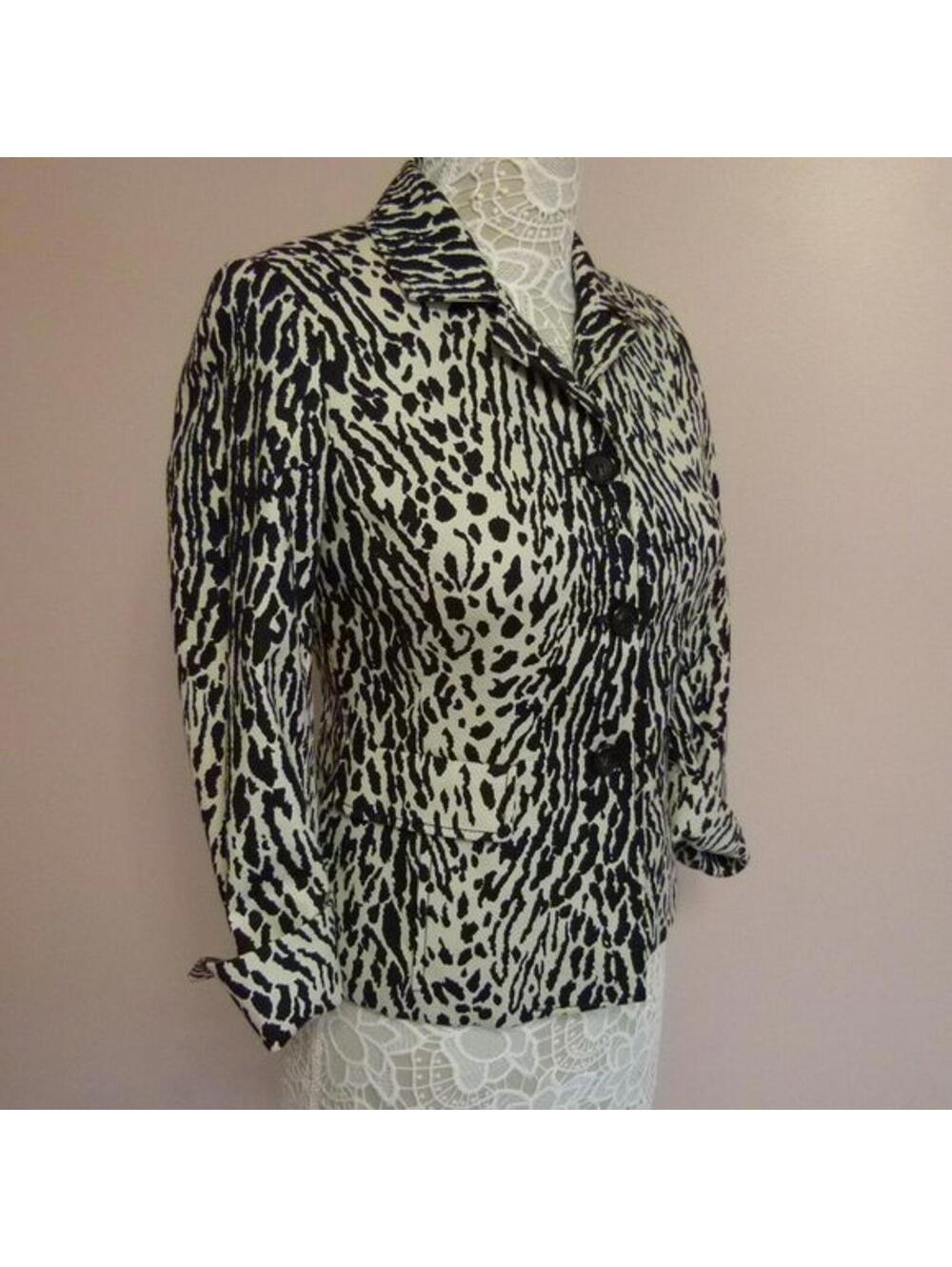 LKNW Talbots Animal Print Blazer jacket 4P black white